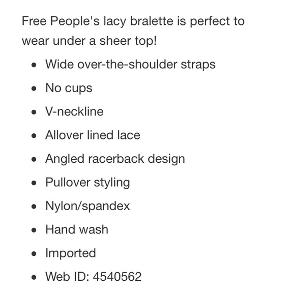 Free people bralette lace bra navy, new small - Picture 6 of 6